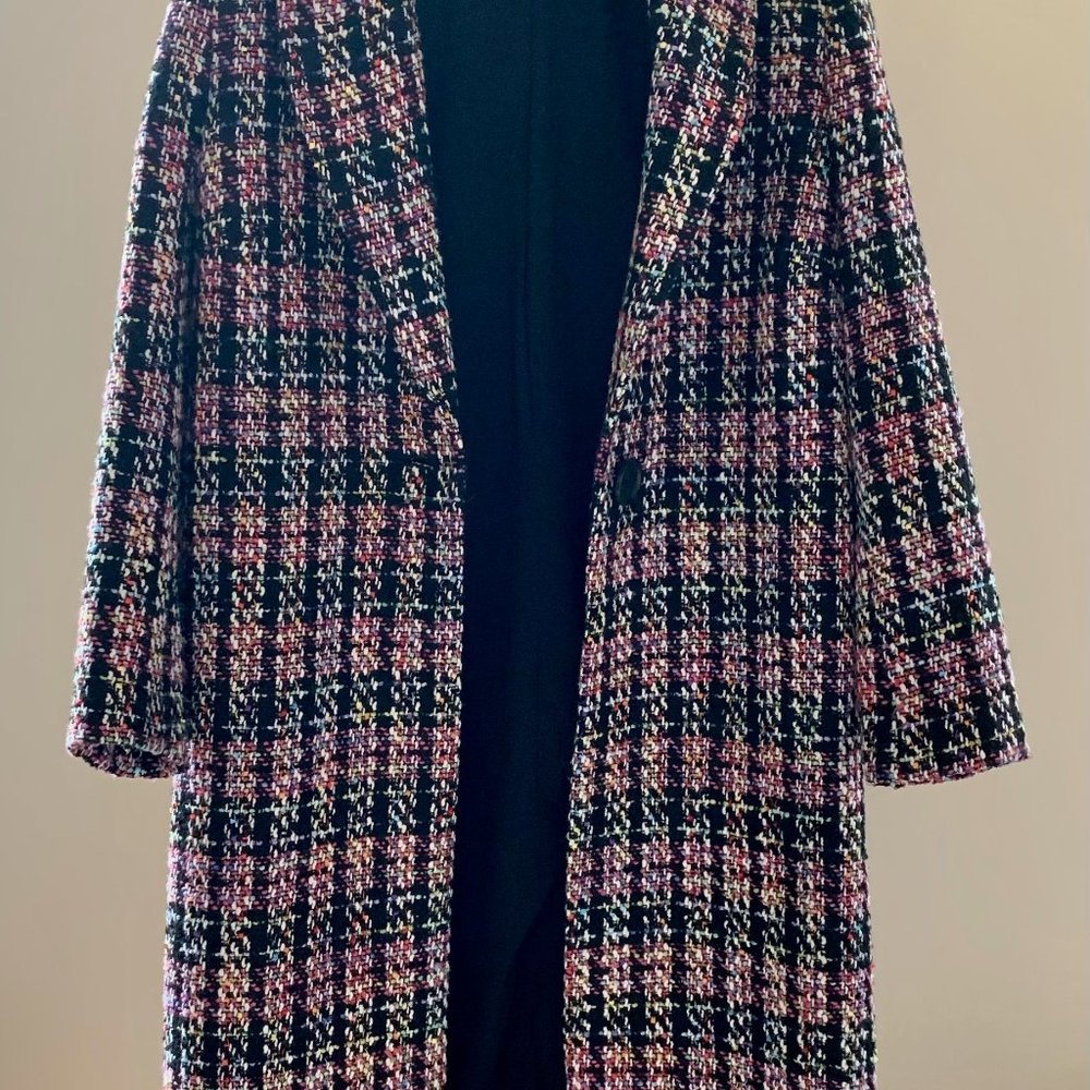 Halogen One-Button Coat (Black/Multi Color) - image 7